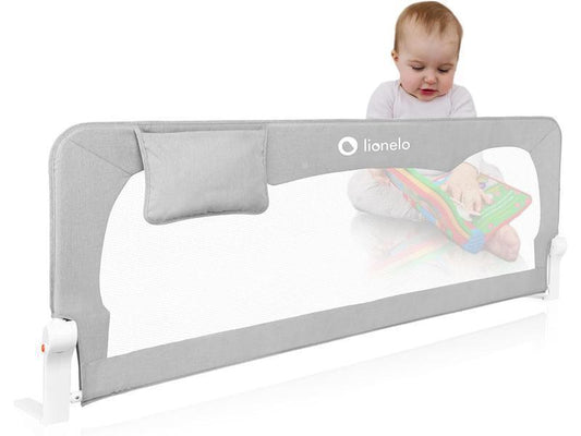 lionelo Hanna Barrera de Seguridad 150cm x 65cm - Protección contra caídas Cinturones SecureBelt Se Adapta a la mayoría de los colchones Malla aireada Fácil Montaje (Grey)