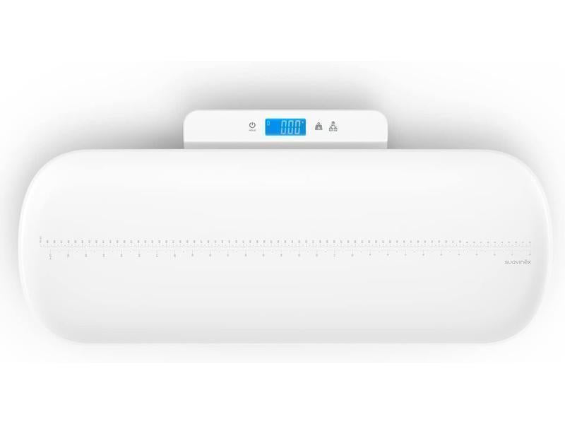 Suavinex, Báscula para Bebés y Adultos de gran precisión, Digital, para usar desde el nacimiento hasta la edad adulta, de 1 kg a 100 kg. Con bandeja de medición desmontable, Blanco