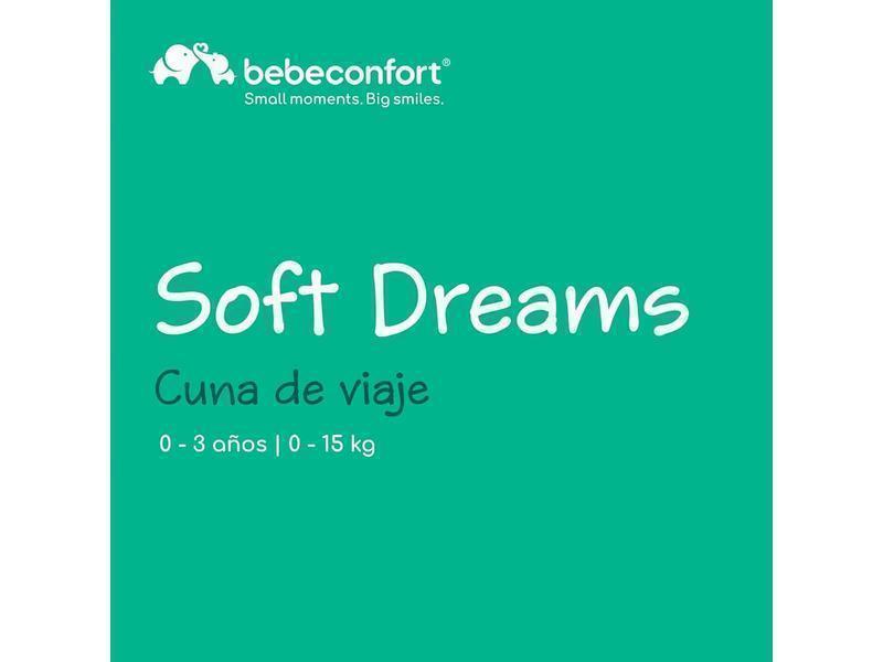Bebeconfort Soft Dreams, Cuna de Viaje, 0-3 Años (0-15 kg), Cuna de Viaje Ligera, Colchón Espuma y Fibra de Madera (60x120 cm), Bolsa de Transporte, Plegado Compacto Tipo Paraguas, Gray Mist