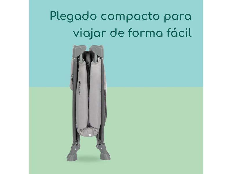 Bebeconfort Soft Dreams, Cuna de Viaje, 0-3 Años (0-15 kg), Cuna de Viaje Ligera, Colchón Espuma y Fibra de Madera (60x120 cm), Bolsa de Transporte, Plegado Compacto Tipo Paraguas, Gray Mist