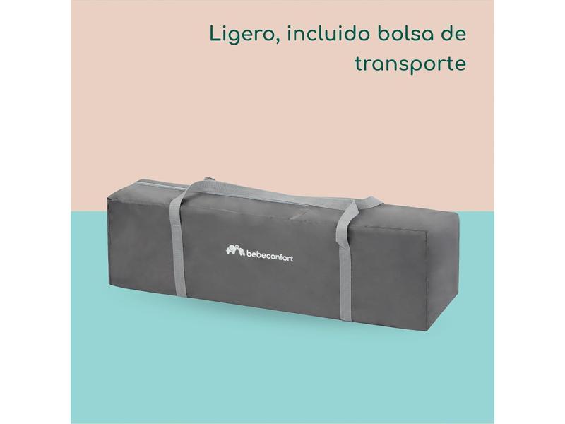Bebeconfort Soft Dreams, Cuna de Viaje, 0-3 Años (0-15 kg), Cuna de Viaje Ligera, Colchón Espuma y Fibra de Madera (60x120 cm), Bolsa de Transporte, Plegado Compacto Tipo Paraguas, Gray Mist