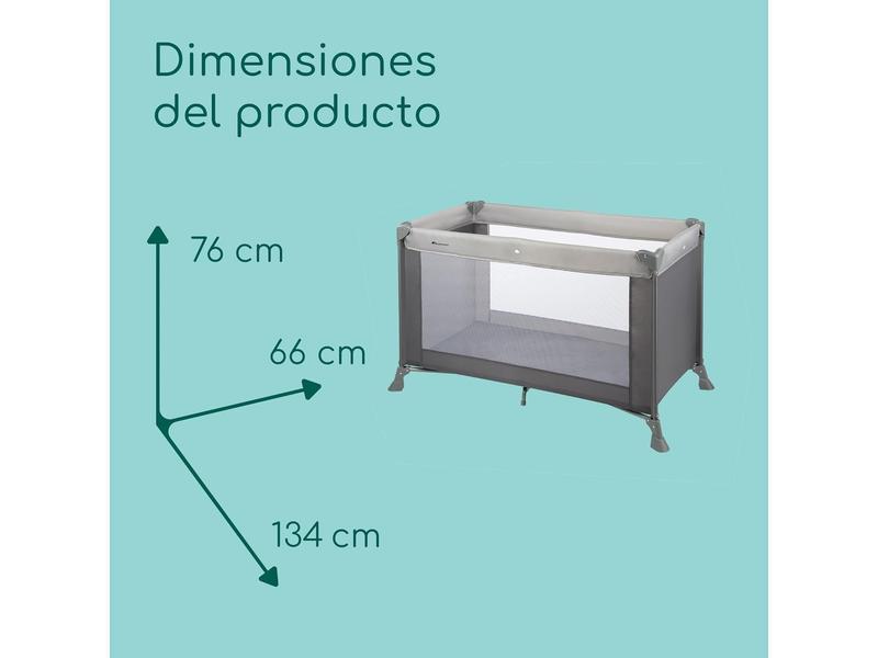Bebeconfort Soft Dreams, Cuna de Viaje, 0-3 Años (0-15 kg), Cuna de Viaje Ligera, Colchón Espuma y Fibra de Madera (60x120 cm), Bolsa de Transporte, Plegado Compacto Tipo Paraguas, Gray Mist