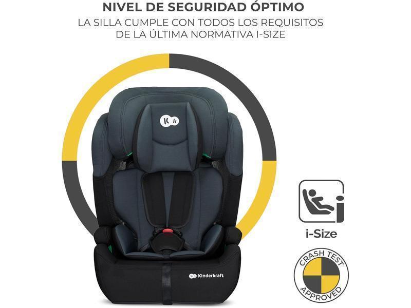 Kinderkraft COMFORT UP I-SIZE 76-150 cm, Silla de coche bebé, Silla coche para niños, Sillade, Cinturón, regula en 11 niveles, Grupo 1/2/3, 15 meses - 12 años, 9-36 kg, Negro