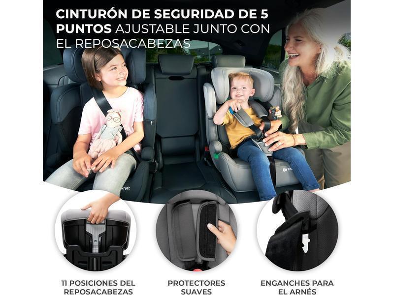 Kinderkraft COMFORT UP I-SIZE 76-150 cm, Silla de coche bebé, Silla coche para niños, Sillade, Cinturón, regula en 11 niveles, Grupo 1/2/3, 15 meses - 12 años, 9-36 kg, Negro